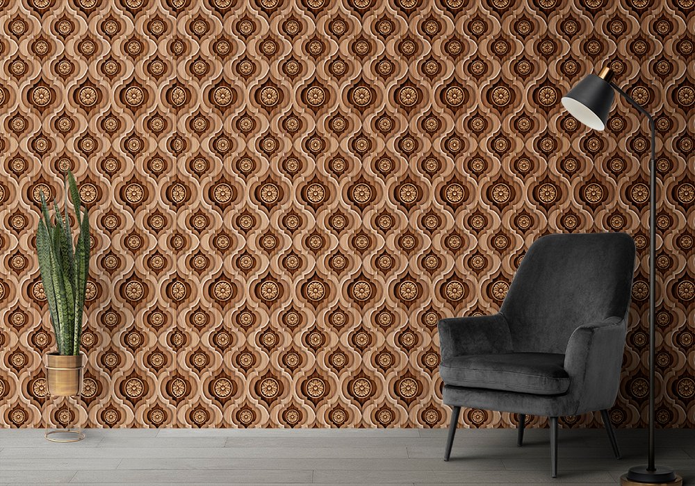 3D Seamless wooden carving tile PVC Wallpaper decorative masterpiece for home decor